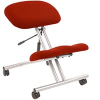 Ergonomic Posture Kneeling Chair Stool On Castors Seat Height Adjustment Silver Frame & Tabasco Red Fabric Seat