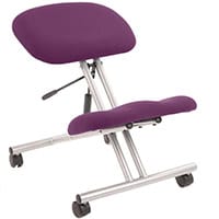 Ergonomic Posture Kneeling Chair Stool On Castors Seat Height Adjustment Silver Frame & Tansy Purple Fabric Seat