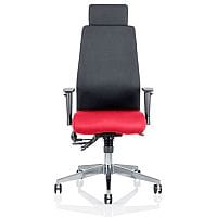 Onyx 24 Hour Posture Office Chair - High Back - Seat Slide - Adjustable Lumbar Support - Adjustable Arms - Headrest - Black Back - Cherry Red Seat- Weight Tolerance 135kg