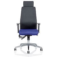 Onyx 24 Hour Posture Office Chair - High Back - Seat Slide - Adjustable Lumbar Support - Adjustable Arms - Headrest - Black Back - Serene Blue Seat - Weight Tolerance 135kg