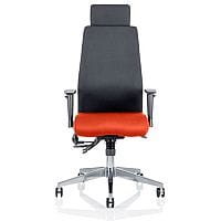 Onyx 24 Hour Posture Office Chair - High Back - Seat Slide - Adjustable Lumbar Support - Adjustable Arms - Headrest - Black Back - Pimento Rustic Orange Seat - Weight Tolerance 135kg