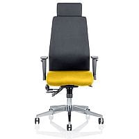 Onyx 24 Hour Posture Office Chair - High Back - Seat Slide - Adjustable Lumbar Support - Adjustable Arms - Headrest - Black Back - Sunset Yellow Seat - Weight Tolerance 135kg