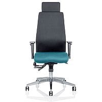 Onyx 24 Hour Posture Office Chair - High Back - Seat Slide - Adjustable Lumbar Support - Adjustable Arms - Headrest - Black Back - Kingfisher Green Seat - Weight Tolerance 135kg