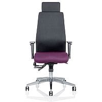Onyx 24 Hour Posture Office Chair - High Back - Seat Slide - Adjustable Lumbar Support - Adjustable Arms - Headrest - Black Back - Purple Seat - Weight Tolerance 135kg