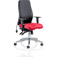 Onyx 24 Hour Posture Office Chair - High Back - Seat Slide - Adjustable Lumbar Support - Adjustable Arms - Black Back - Cherry Red Seat - Weight Tolerance 135kg