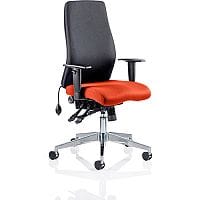 Onyx 24 Hour Posture Office Chair - High Back - Seat Slide - Adjustable Lumbar Support - Adjustable Arms - Black Back - Pimento Rustic Orange Seat - Weight Tolerance 135kg
