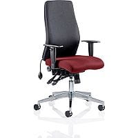 Onyx 24 Hour Posture Office Chair - High Back - Seat Slide - Adjustable Lumbar Support - Adjustable Arms - Black Back - Chilli Red Seat - Weight Tolerance 135kg