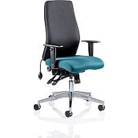 Onyx 24 Hour Posture Office Chair - High Back - Seat Slide - Adjustable Lumbar Support - Adjustable Arms - Black Back - Kingfisher Green Seat - Weight Tolerance 135kg