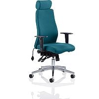 Onyx 24 Hour Posture Office Chair - High Back - Headrest - Seat Slide - Adjustable Lumbar Support - Adjustable Arms - Kingfisher Green - Weight Tolerance 135kg