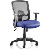 Portland Medium Black Mesh Back Task Operator Chair with Height Adjustable Arms & Serene Blue Seat