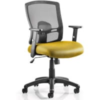 Portland Medium Black Mesh Back Task Operator Chair with Height Adjustable Arms & Sunset Yellow Seat