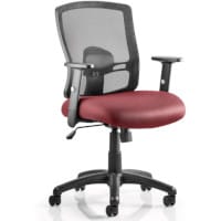 Portland Medium Black Mesh Back Task Operator Chair with Height Adjustable Arms & Chilly Red Seat
