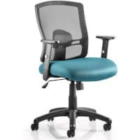 Portland Medium Black Mesh Back Task Operator Chair with Height Adjustable Arms & Kingfisher Green Seat