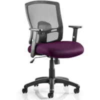 Portland Medium Black Mesh Back Task Operator Chair with Height Adjustable Arms & Purple Seat