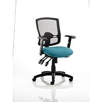 Portland III Task Operator Office Chair Black Mesh Back Kingfisher Green