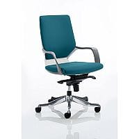 Xenon Executive Office Chair White Frame Medium Back Kingfisher Green Seat