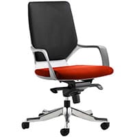 Xenon Executive Office Chair White Frame Medium Back Black & Pimento Rustic Orange Seat