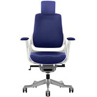 Zure High Back Executive Office Chair Serene Blue With Height Adjustable Pivot Arms & Headrest