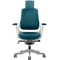 Zure High Back Executive Office Chair Kingfisher Green With Height Adjustable Pivot Arms & Headrest