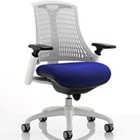 Flex Task Operator Office Chair White Frame White Back Serene Blue Seat