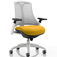 Flex Task Operator Office Chair White Frame White Back Sunset Yellow Seat