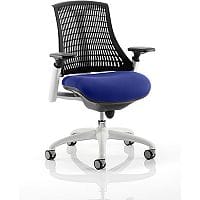 Flex Task Operator Office Chair White Frame Black Back Serene Blue Seat