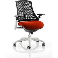 Flex Task Operator Office Chair White Frame Black Back Pimento Rustic Orange Seat