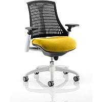 Flex Task Operator Office Chair White Frame Black Back Sunset Yellow Seat