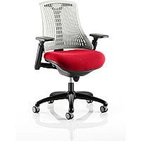 Flex Task Operator Office Chair Black Frame White Back Cherry Red Seat