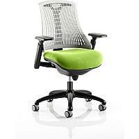 Flex Task Operator Office Chair Black Frame White Back Swizzle Green Seat