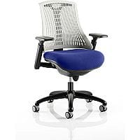 Flex Task Operator Office Chair Black Frame White Back Serene Blue Seat