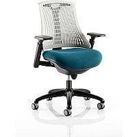 Flex Task Operator Office Chair Black Frame White Back Kingfisher Green Seat