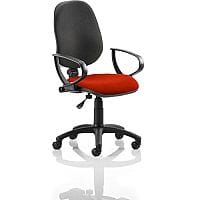 Eclipse I Lever Task Operator Office Chair With Loop Arms Black Back Pimento Rustic Orange Seat, Weight Capacity: 125kg, Usage: 8 hours a day, Height Adjustment