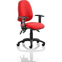 Eclipse III Lever Task Operator Office Chair With Height Adjustable Arms In Cherry Red