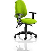 Eclipse III Lever Task Operator Office Chair With Height Adjustable Arms In Swizzle Green