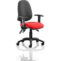 Eclipse III Lever Task Operator Office Chair With Height Adjustable Arms Black Back Cherry Red Seat