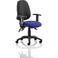 Eclipse III Lever Task Operator Office Chair With Height Adjustable Arms Black Back Serene Blue Seat