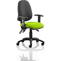 Eclipse III Lever Task Operator Office Chair With Height Adjustable Arms Black Back Swizzle Green Seat