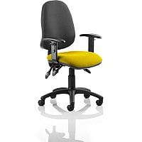 Eclipse III Lever Task Operator Office Chair With Height Adjustable Arms Black Back Sunset Yellow Seat