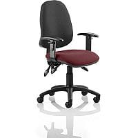 Eclipse III Lever Task Operator Office Chair With Height Adjustable Arms Black Back Chilli Red Seat