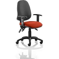 Eclipse III Lever Task Operator Office Chair With Height Adjustable Arms Black Back Pimento Rustic Orange Seat