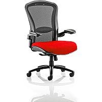 Houston 24 Hour Task Operator Office Chair - Heavy Duty - Adjustable Lumbar Support - Adjustable Arms - Extra Large Seat - Black Mesh Back - Cherry Red Seat - Weight Tolerance 205kg