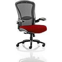 Houston 24 Hour Task Operator Office Chair - Heavy Duty - Adjustable Lumbar Support - Adjustable Arms - Extra Large Seat - Black Mesh Back - Chilli Red Seat - Weight Tolerance 205kg