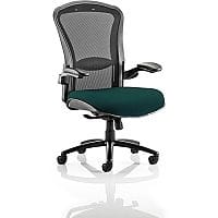 Houston 24 Hour Task Operator Office Chair - Heavy Duty - Adjustable Lumbar Support - Adjustable Arms - Extra Large Seat - Black Mesh Back - Kingfisher Green Seat - Weight Tolerance 205kg
