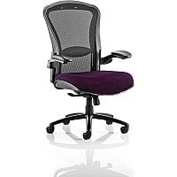 Houston 24 Hour Task Operator Office Chair - Heavy Duty - Adjustable Lumbar Support - Adjustable Arms - Extra Large Seat - Black Mesh Back - Purple Seat - Weight Tolerance 205kg