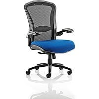 Houston 24 Hour Task Operator Office Chair - Heavy Duty - Adjustable Lumbar Support - Adjustable Arms - Extra Large Seat - Black Mesh Back - Serene Blue Seat - Weight Tolerance 205kg