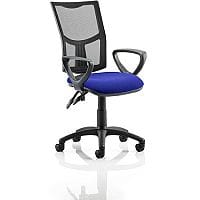 Eclipse II Lever Task Operator Office Chair With Loop Arms Mesh Back Serene Blue Seat