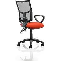 Eclipse II Lever Task Operator Office Chair With Loop Arms Mesh Back Pimento Rustic Orange Seat