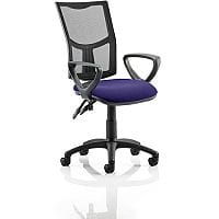 Eclipse II Lever Task Operator Office Chair With Loop Arms Mesh Back Purple Seat