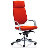Xenon White Frame High Back Executive Office Chair With Headrest Pimento Rustic Orange